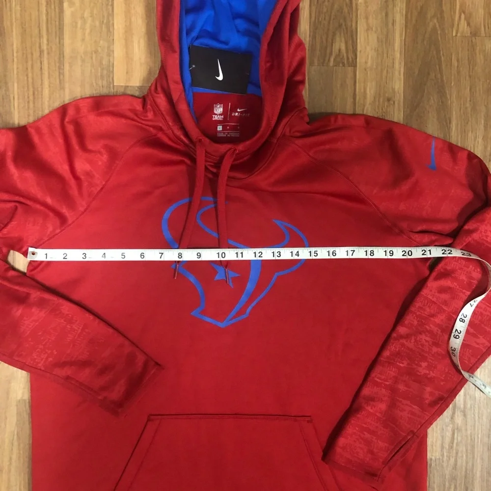 🏈 NWT Nike Houston Texans NFL Football Dri-Fit Red Hooded Sweatshirt L